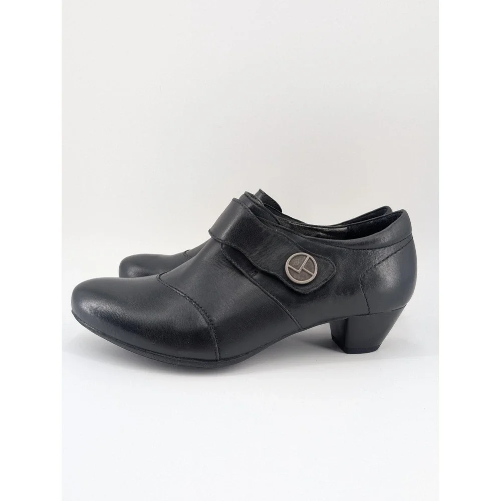 Josef Seibel Shoes Womens Size 6.5 Black Leather Bootie‎ Comfort Low Heel EU 37